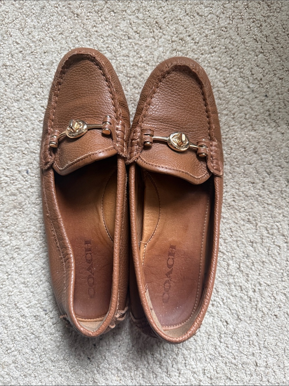 Coach Women's Tan Leather Bit Loafers